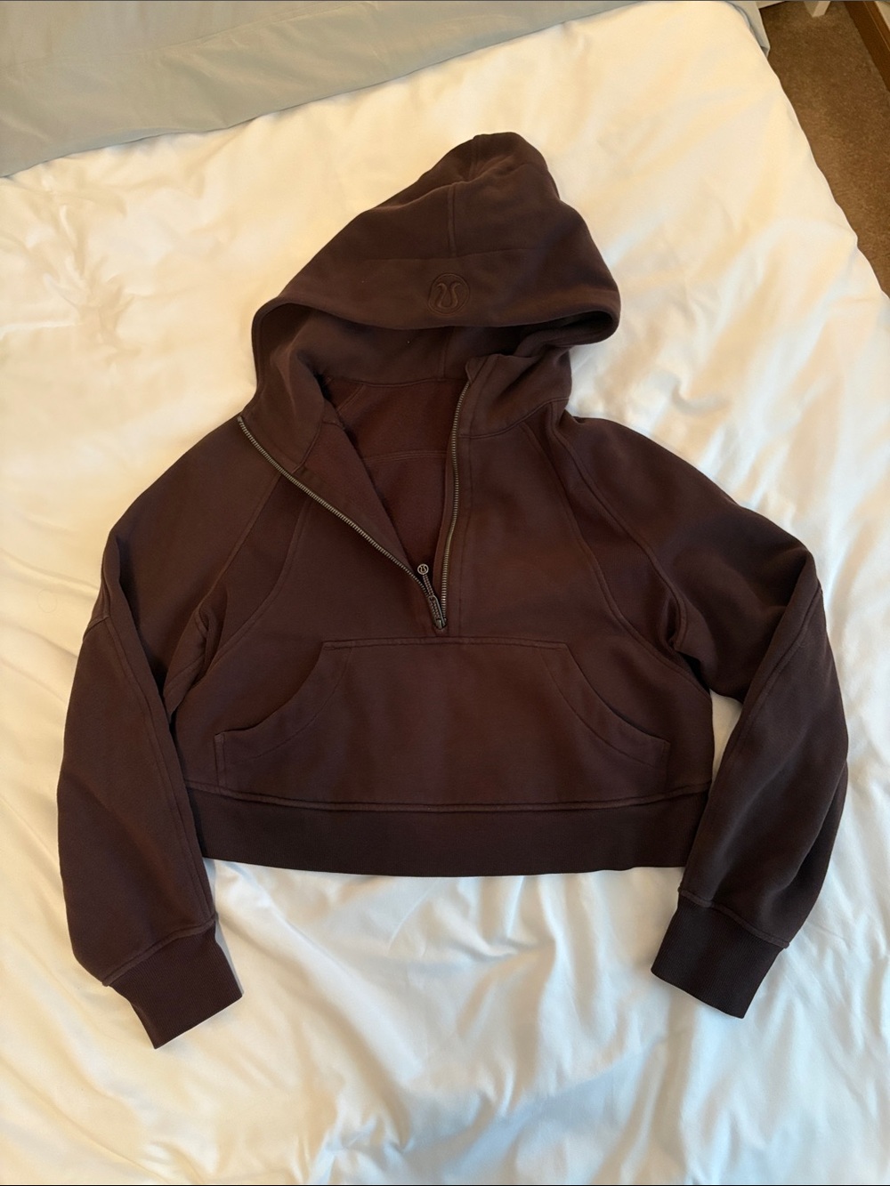 lululemon athletica Women's Cropped Half-Zip scuba - Deep Brown